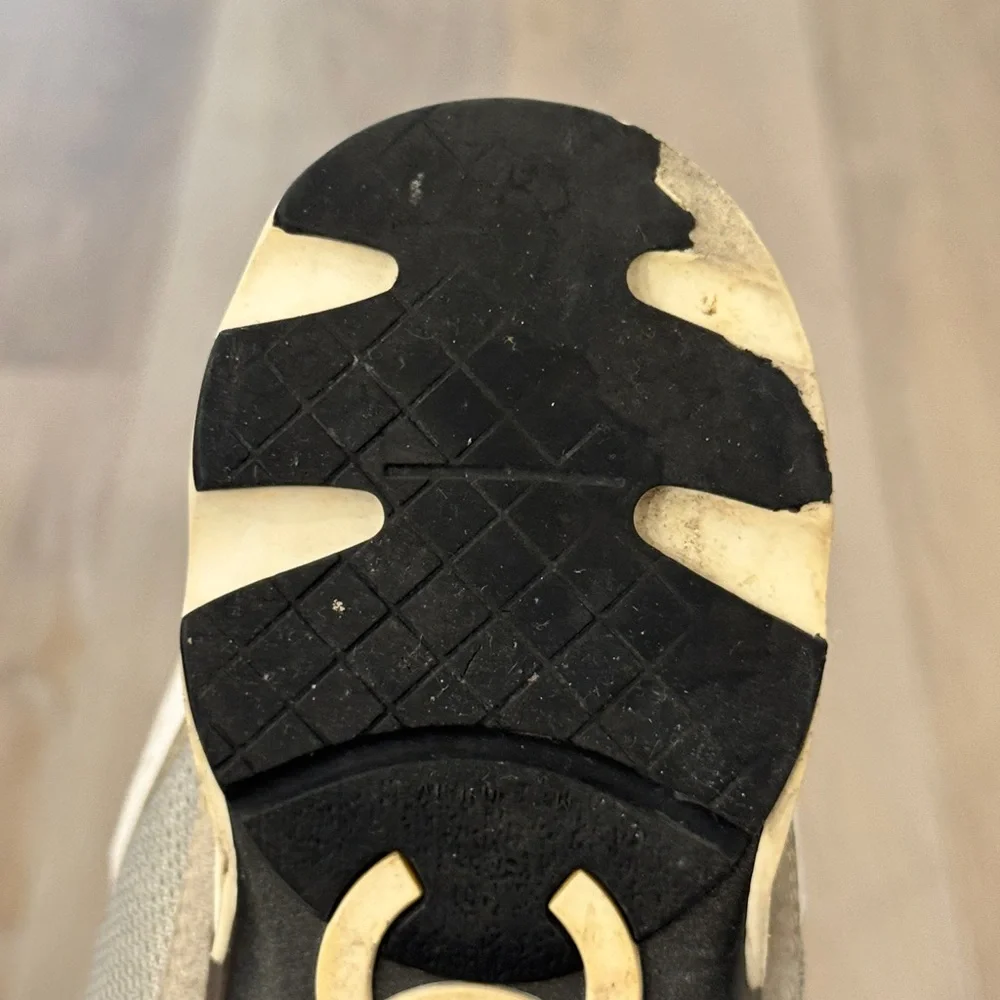CHANEL Gray and White CC Logo Chunky Athletic Sneakers